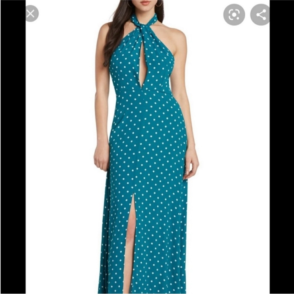 Willow & Clay Teal Backless Polka Dot Dress